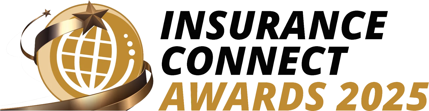 Logo Insurance Connect Awards 2025 con globo e stella dorati.